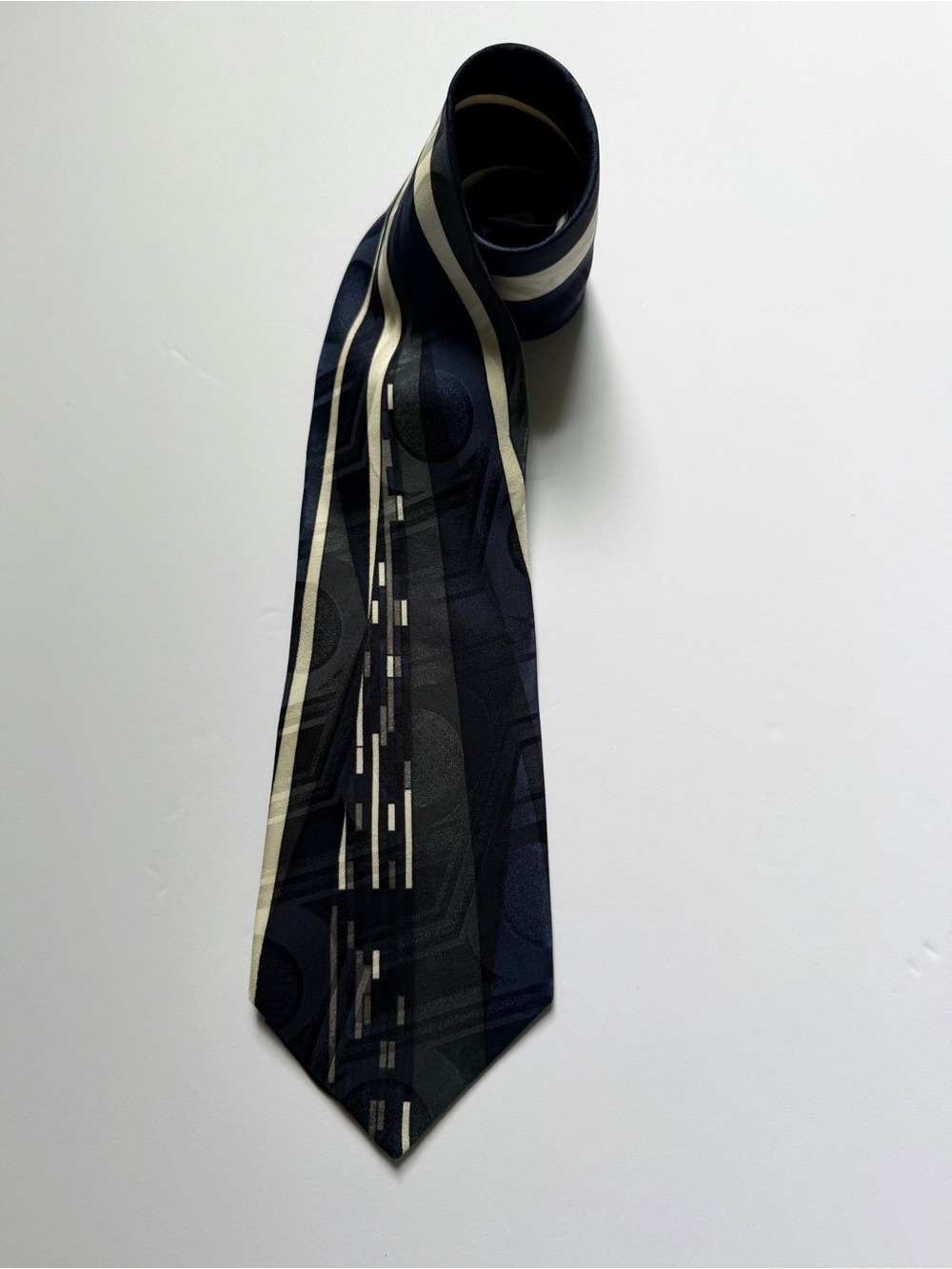 Vintage Proliforni Milano 100% Italian Silk Tie Abstract Geometric Wide 4”